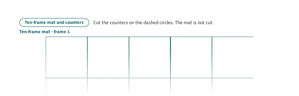 Counting Cards 1 to 20 page: Two ten-frame mats and 20 counters to cut on the dashed circles