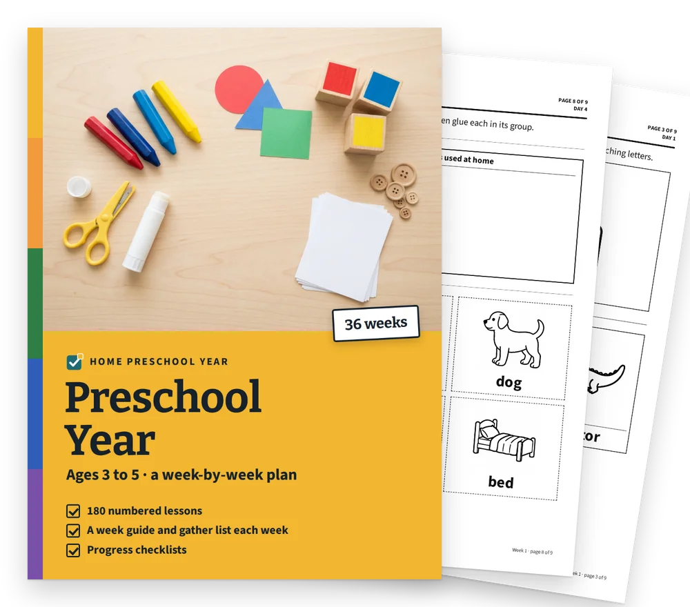 Preschool Year cover with two real pages fanned behind it